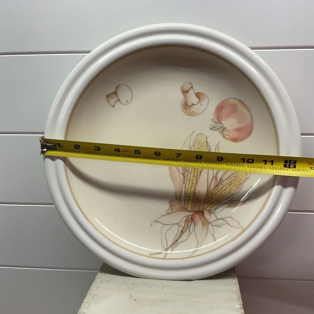 Epoch Autumn Harvest Stoneware Dinner Plate Corn Mushroom Tomato Korea E 2004